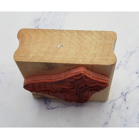 Holiday Christmas Candle With Holly Canadian Maple Collections Rubber Stamp - Picture 6 of 8